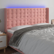 Headboard LED 203x16x118/128 cm velvet pink