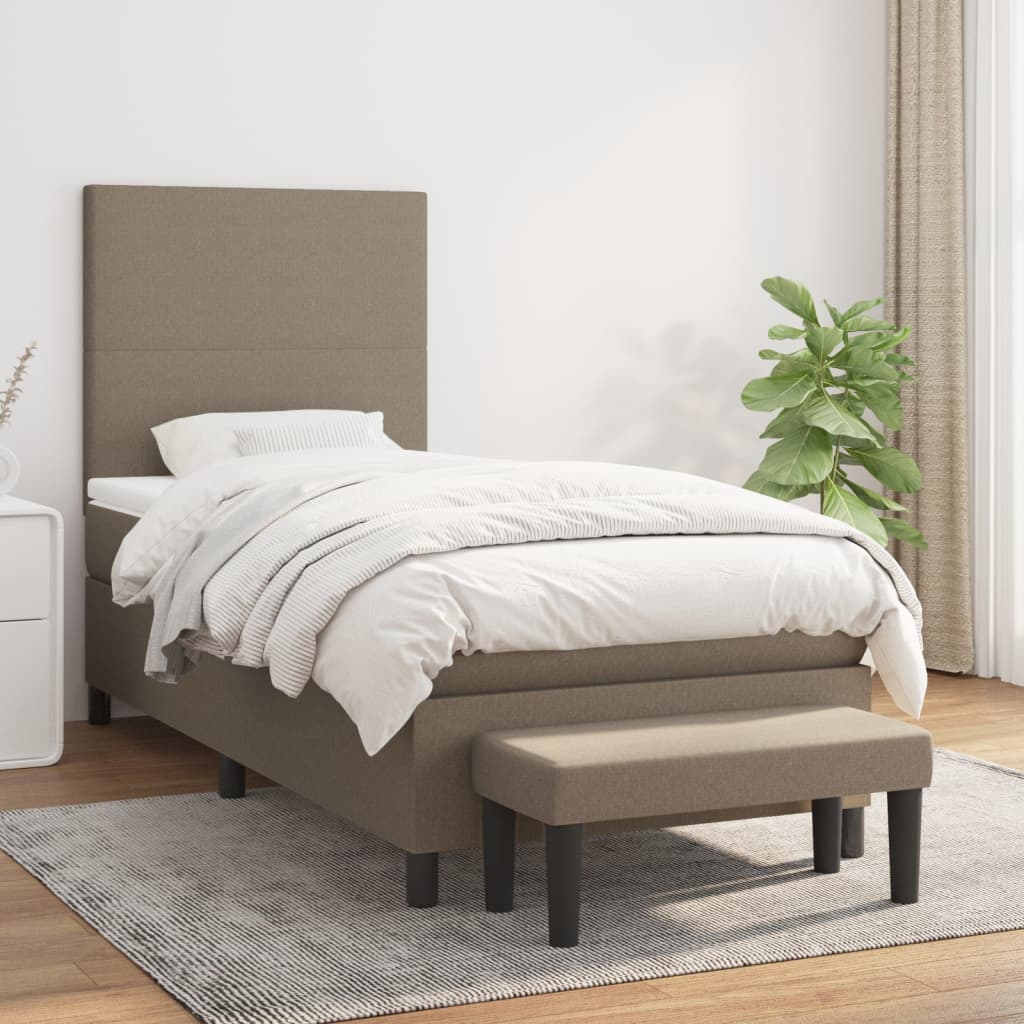Boxspring Met Matras Stof Taupe 80X200 Cm Taupe 80 x 200 cm Effen ontwerp