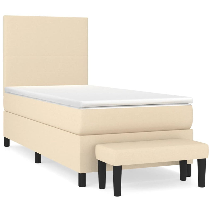Boxspring Met Matras Stof Kleurig Crème 90 x 190 cm Effen ontwerp