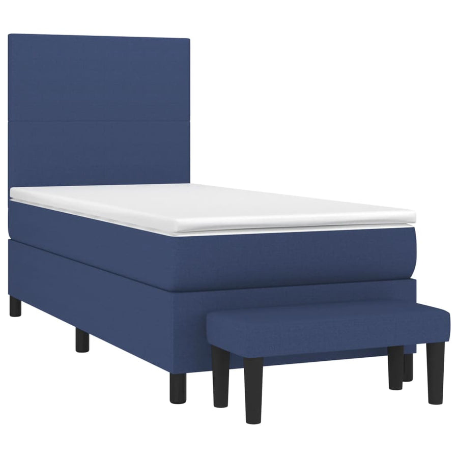 Boxspring Met Matras Stof Blauw 90 x 190 cm Effen ontwerp