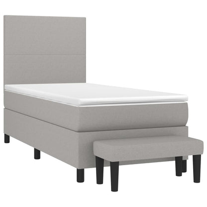 Boxspring Met Matras Stof Lichtgrijs 90 x 200 cm Effen ontwerp