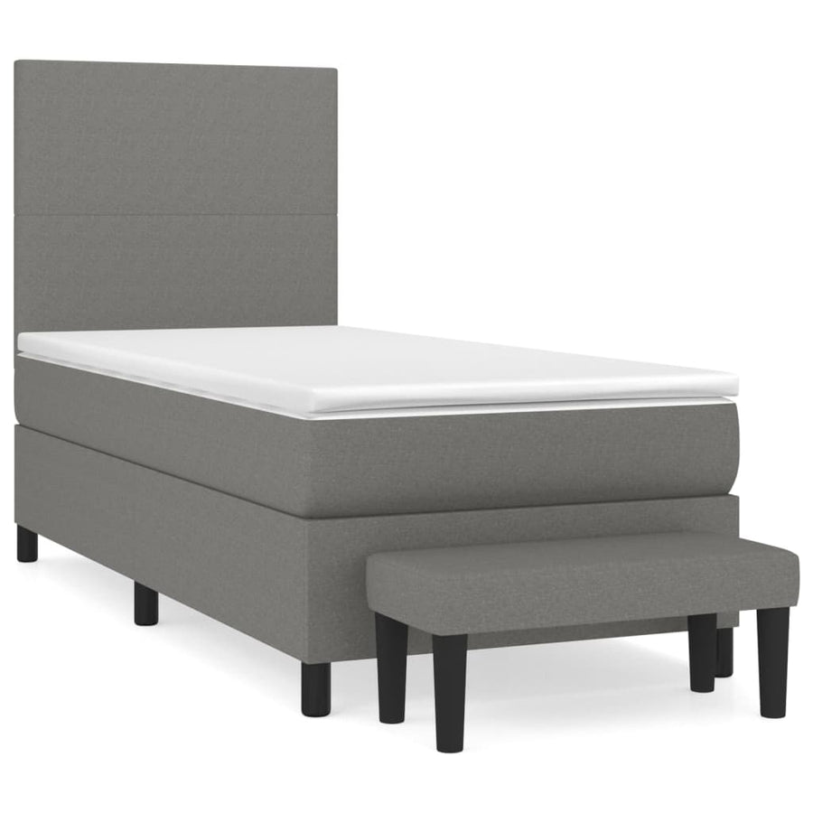 Boxspring Met Matras Stof Donkergrijs 90 x 200 cm Effen ontwerp