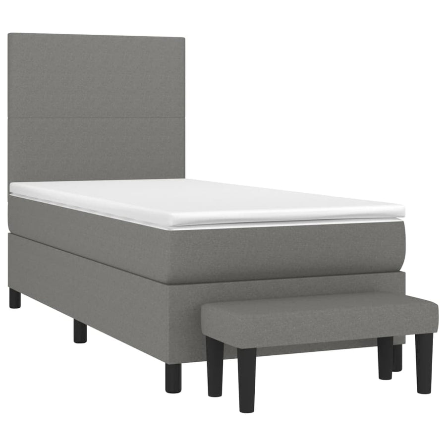 Boxspring Met Matras Stof Donkergrijs 90 x 200 cm Effen ontwerp