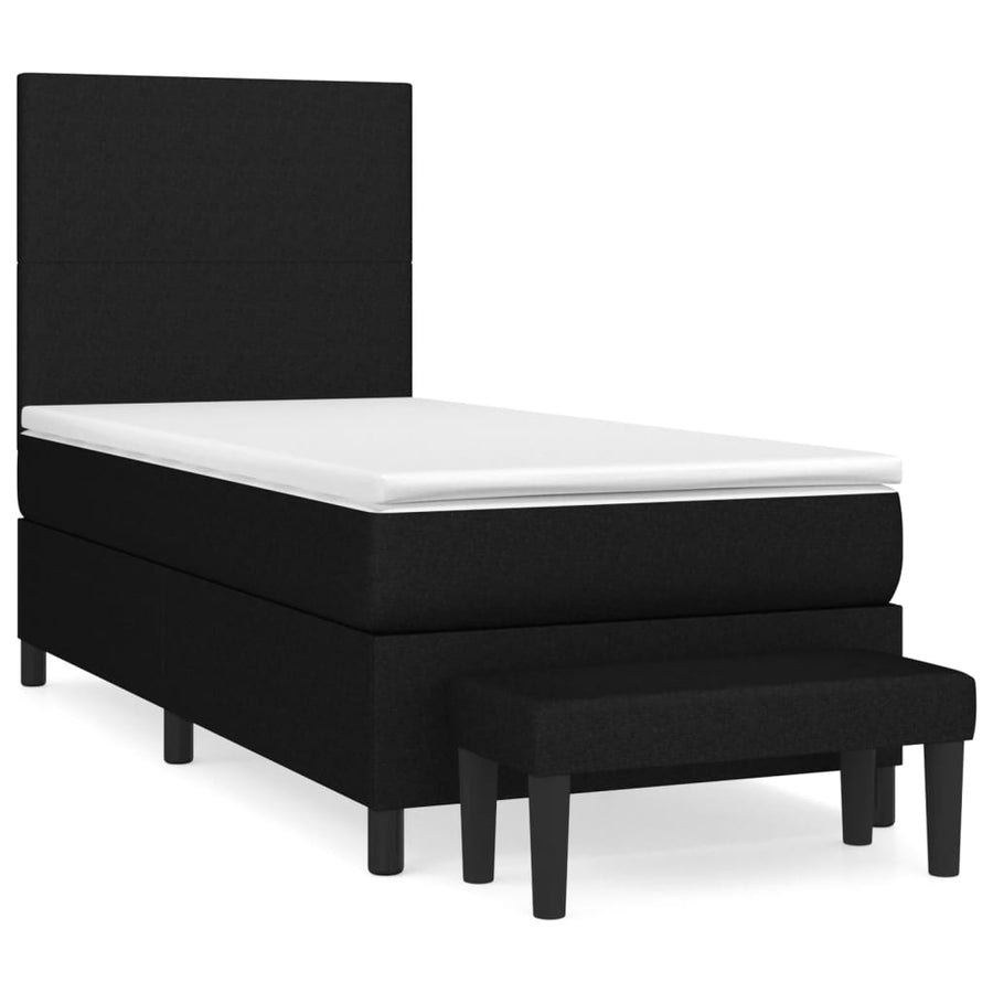 Boxspring Met Matras Stof Zwart 90 x 200 cm Effen ontwerp