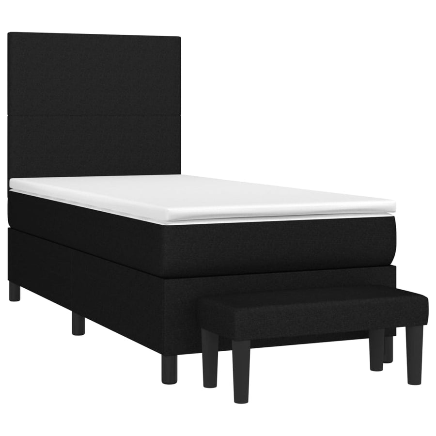 Boxspring Met Matras Stof Zwart 90 x 200 cm Effen ontwerp
