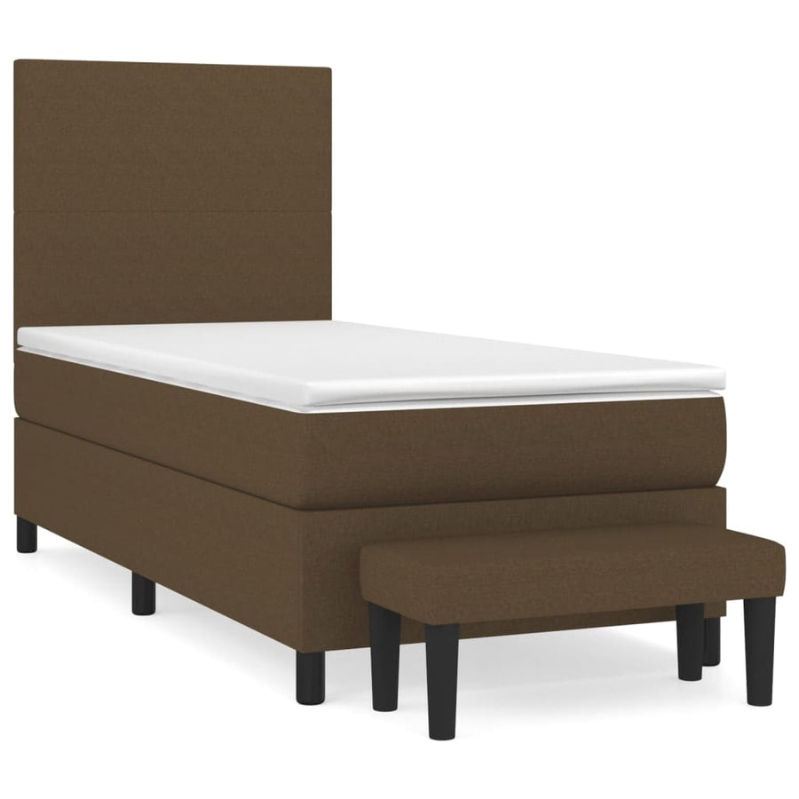 Boxspring met matras stof donkerbruin 90x200 cm 90 x 200 cm Donkerbruin