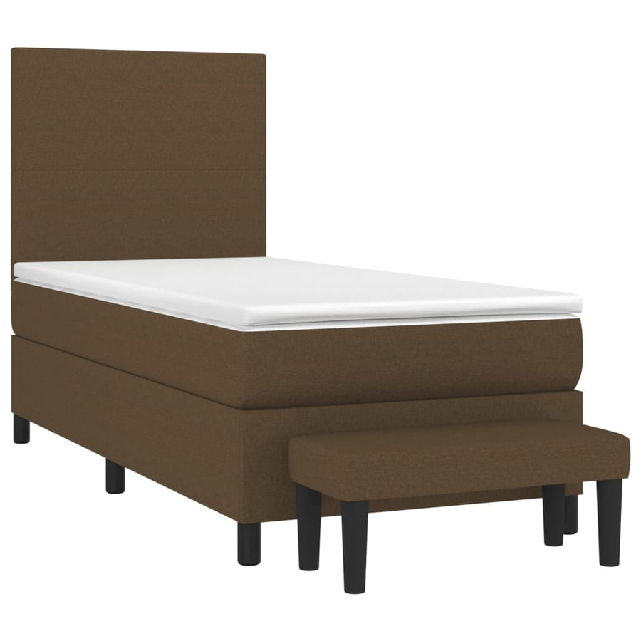 Boxspring met matras stof donkerbruin 90x200 cm 90 x 200 cm Donkerbruin