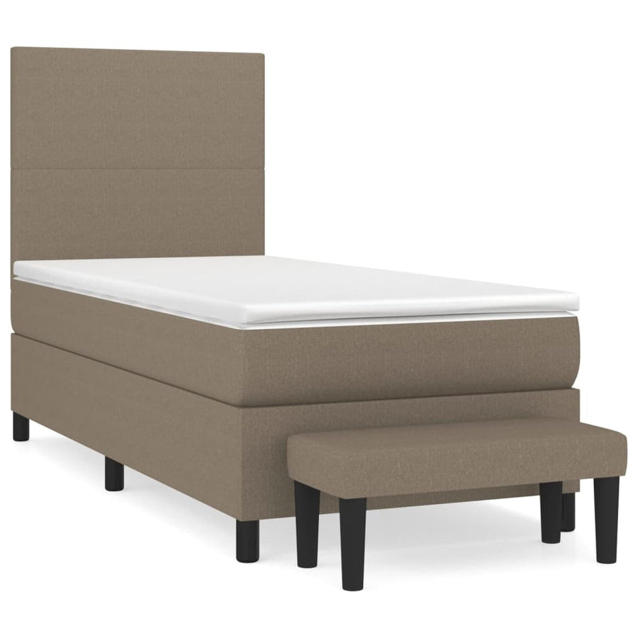 Boxspring Met Matras Stof Taupe 90X200 Cm Taupe 90 x 200 cm Effen ontwerp