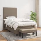 Boxspring Met Matras Stof Taupe 100 x 200 cm Effen ontwerp