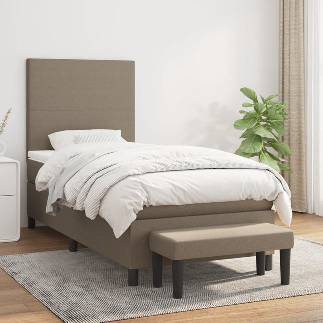 Boxspring Met Matras Stof Taupe 100 x 200 cm Effen ontwerp