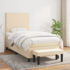 Boxspring Met Matras Stof Crèmekleurig 100X200 Cm Crème 100 x 200 cm Effen ontwerp