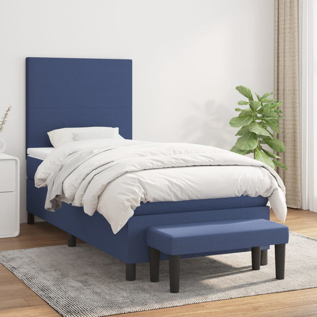 Boxspring Met Matras Stof Blauw 100 x 200 cm Effen ontwerp