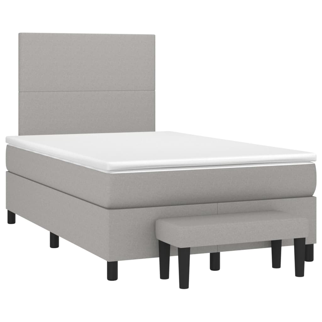 Boxspring Met Matras Stof Lichtgrijs 120 x 200 cm Effen ontwerp