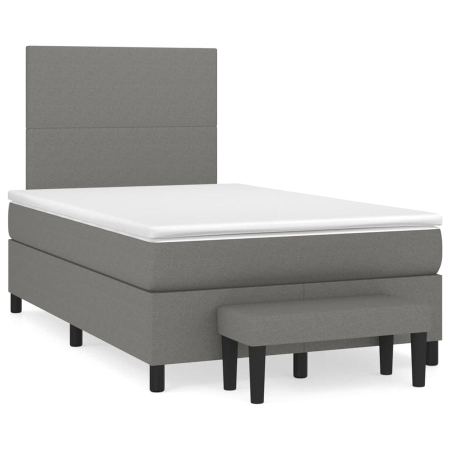 Boxspring Met Matras Stof Donkergrijs 120 x 200 cm Effen ontwerp