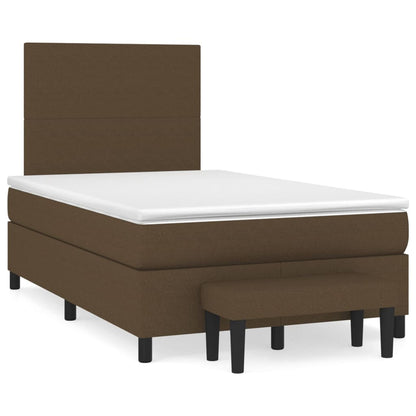 Boxspring met matras stof donkerbruin 120x200 cm 120 x 200 cm Effen ontwerp
