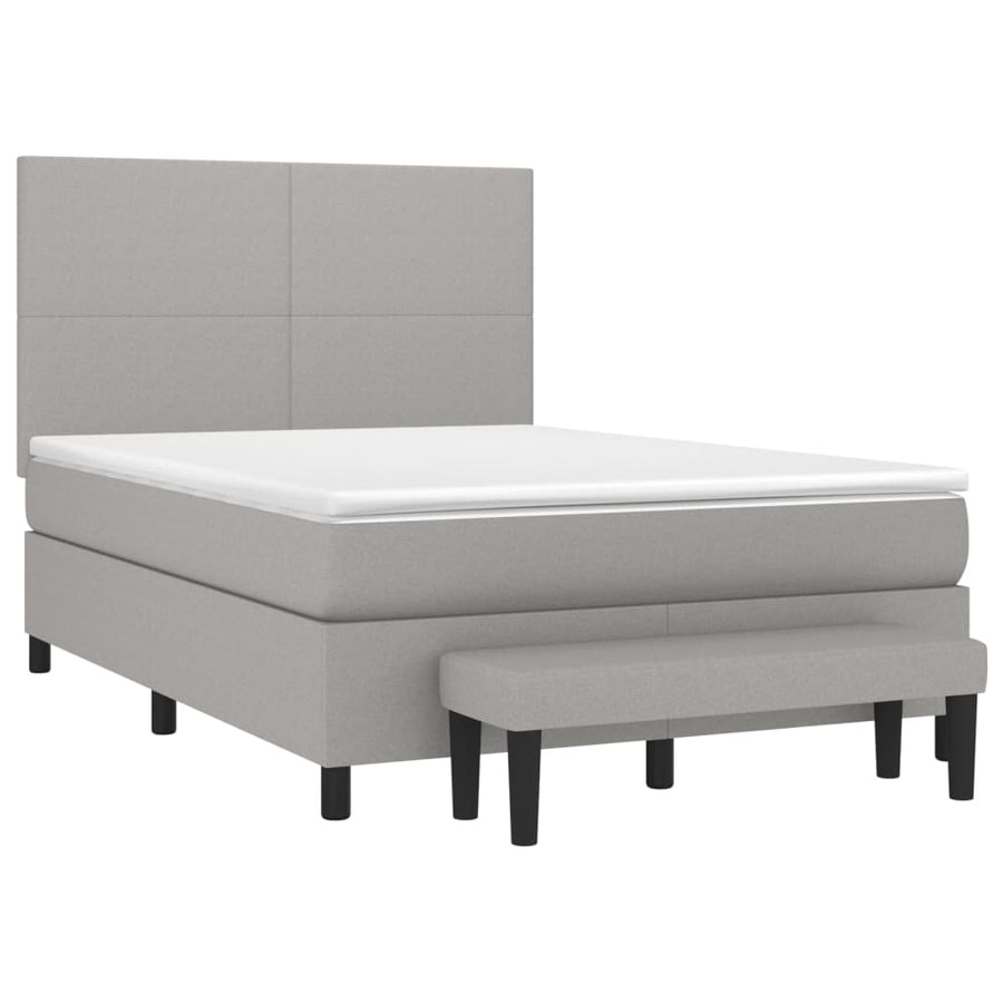 Boxspring Met Matras Stof Lichtgrijs 140 x 190 cm Effen ontwerp