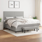 Boxspring Met Matras Stof Lichtgrijs 160 x 200 cm Effen ontwerp