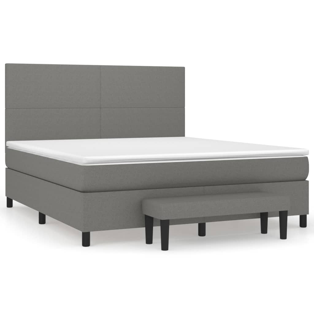 Boxspring Met Matras Stof Donkergrijs 160 x 200 cm Effen ontwerp