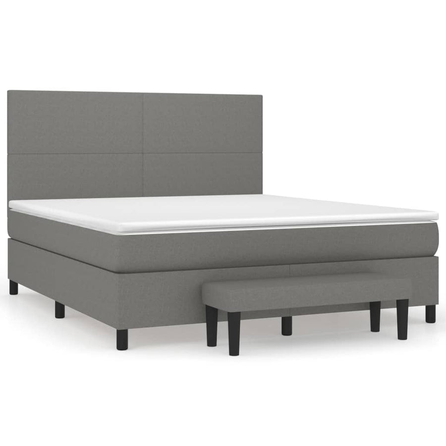 Boxspring Met Matras Stof Donkergrijs 160 x 200 cm Effen ontwerp