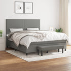 Boxspring Met Matras Stof Donkergrijs 160 x 200 cm Effen ontwerp