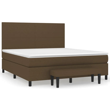 Boxspring Met Matras Stof Donkerbruin 160 x 200 cm Effen ontwerp