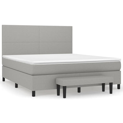 Boxspring Met Matras Stof Lichtgrijs 180 x 200 cm Effen ontwerp