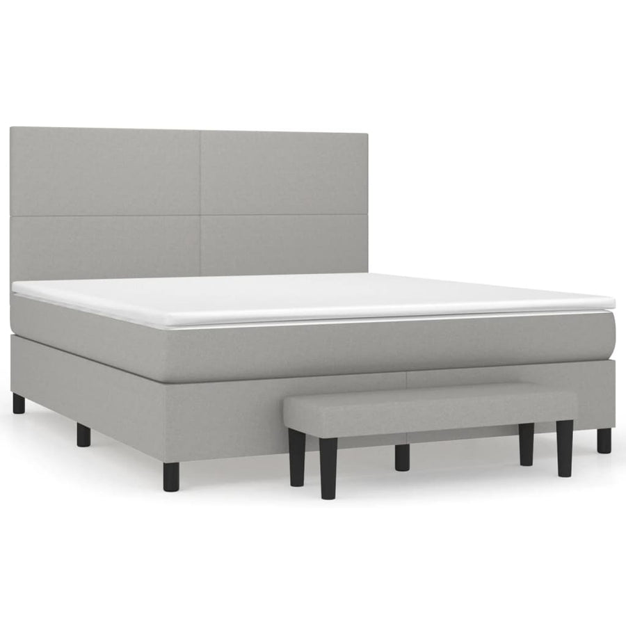 Boxspring Met Matras Stof Lichtgrijs 180 x 200 cm Effen ontwerp