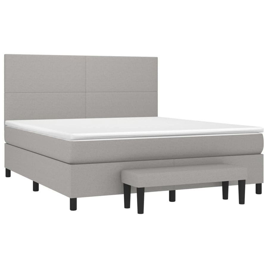 Boxspring Met Matras Stof Lichtgrijs 180 x 200 cm Effen ontwerp