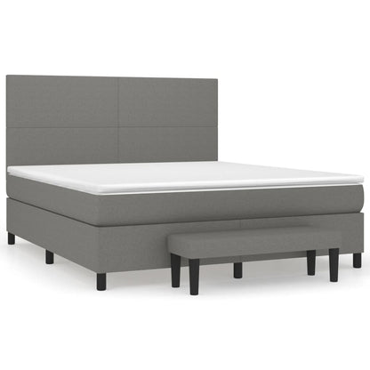 Boxspring Met Matras Stof Donkergrijs 180 x 200 cm Effen ontwerp