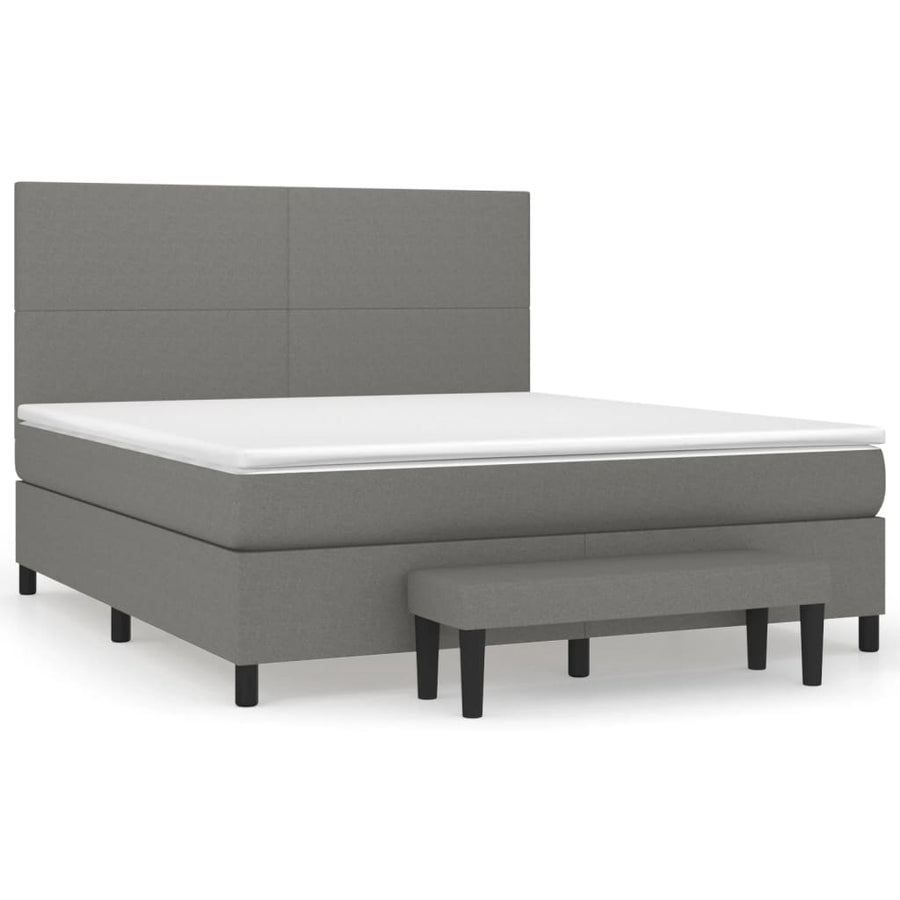 Boxspring Met Matras Stof Donkergrijs 180 x 200 cm Effen ontwerp