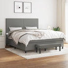 Boxspring Met Matras Stof Donkergrijs 180 x 200 cm Effen ontwerp