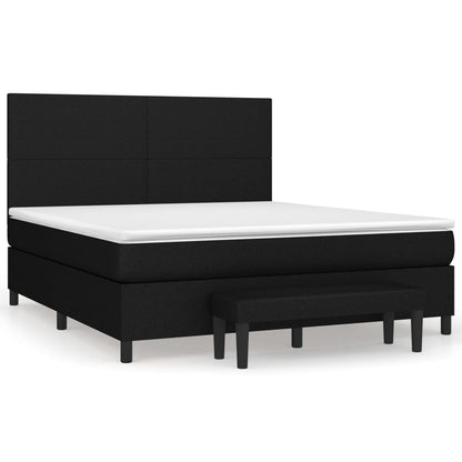 Boxspring Met Matras Stof Zwart 180 x 200 cm Effen ontwerp