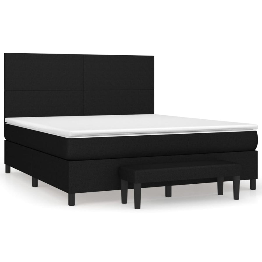Boxspring Met Matras Stof Zwart 180 x 200 cm Effen ontwerp