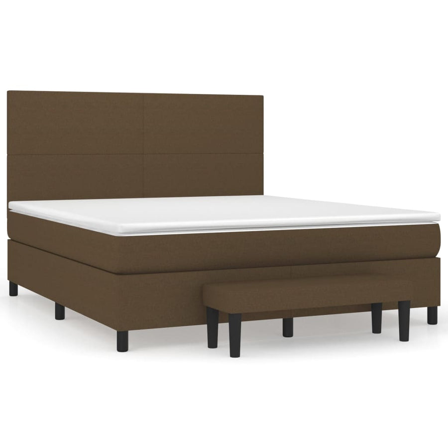 Boxspring met matras stof donkerbruin 180x200 cm 180 x 200 cm Donkerbruin