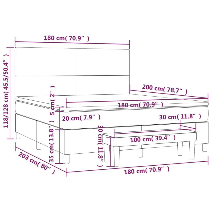Boxspring met matras stof donkerbruin 180x200 cm 180 x 200 cm Donkerbruin