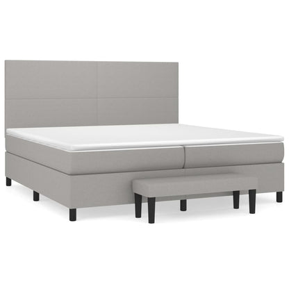 Boxspring Met Matras Stof Lichtgrijs 200 x 200 cm Effen ontwerp