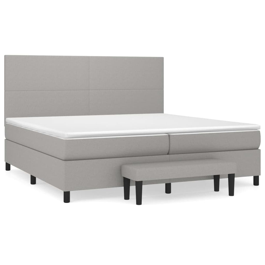 Boxspring Met Matras Stof Lichtgrijs 200 x 200 cm Effen ontwerp
