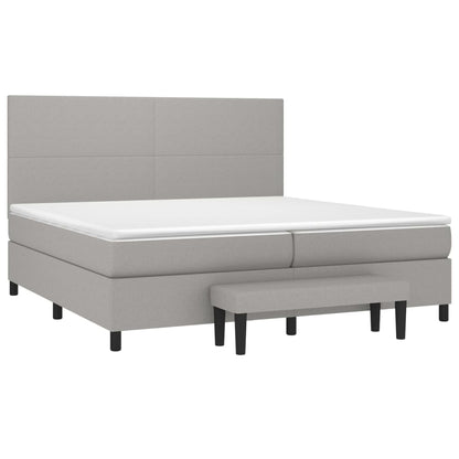 Boxspring Met Matras Stof Lichtgrijs 200 x 200 cm Effen ontwerp