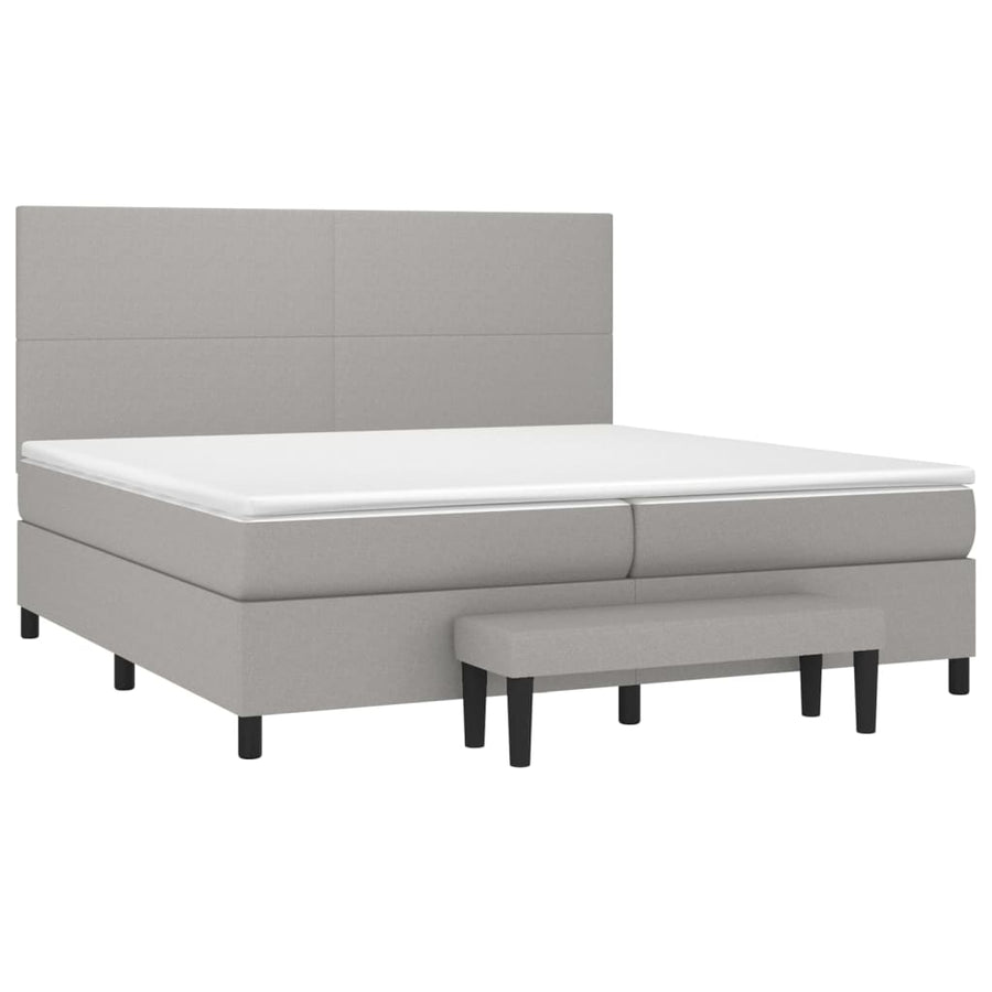 Boxspring Met Matras Stof Lichtgrijs 200 x 200 cm Effen ontwerp