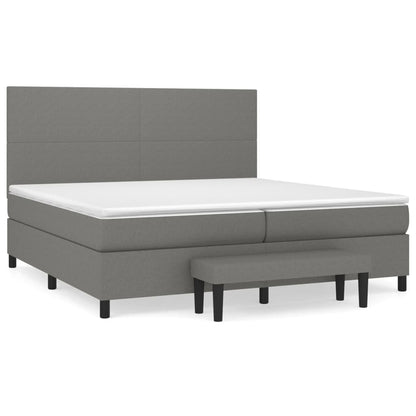 Boxspring Met Matras Stof Donkergrijs 200 x 200 cm Effen ontwerp
