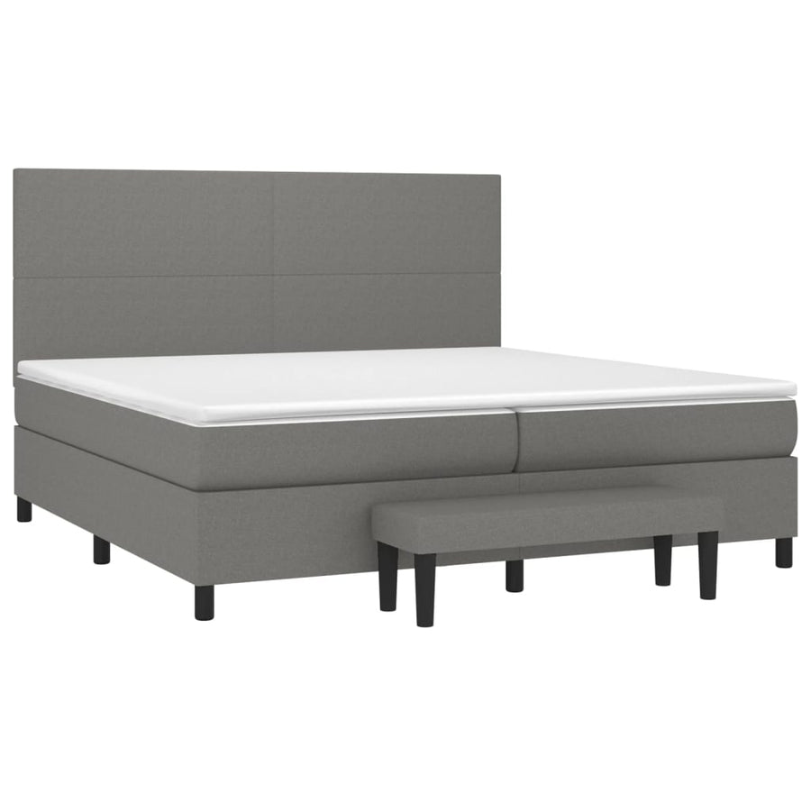 Boxspring Met Matras Stof Donkergrijs 200 x 200 cm Effen ontwerp