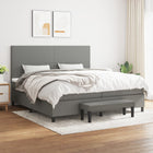 Boxspring Met Matras Stof Donkergrijs 200 x 200 cm Effen ontwerp