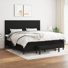 Box spring bed with mattress fabric black 200x200 cm