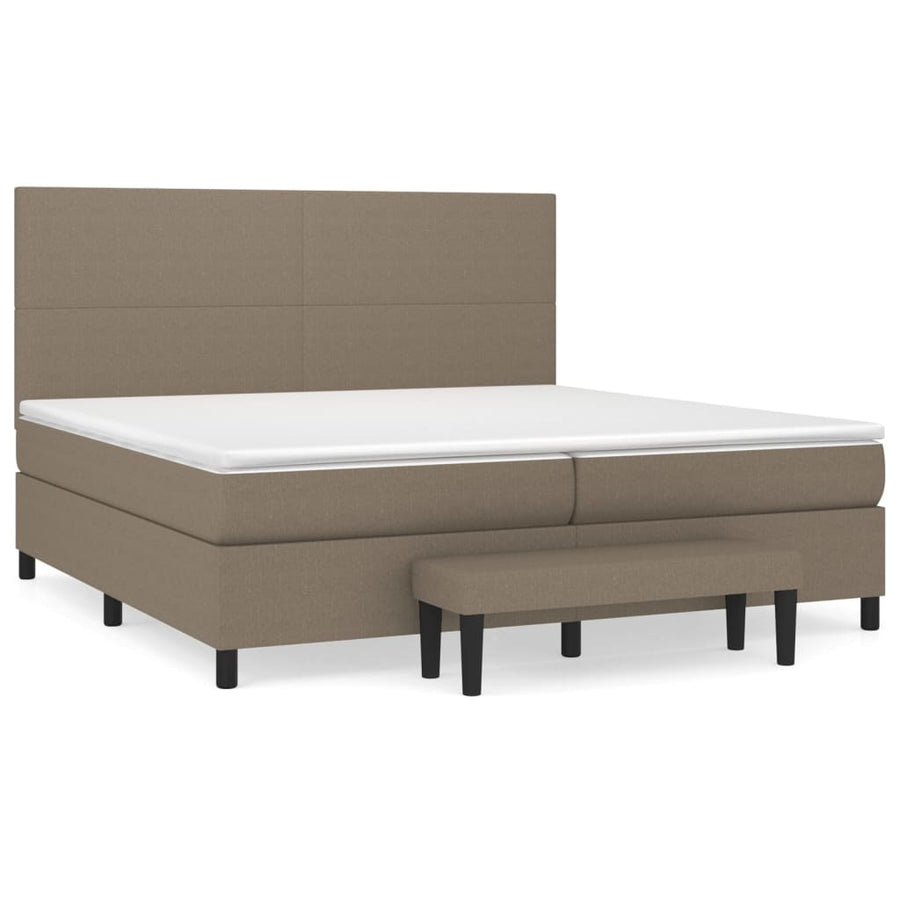 Boxspring Met Matras Stof Taupe 200X200 Cm Taupe 200 x 200 cm Effen ontwerp