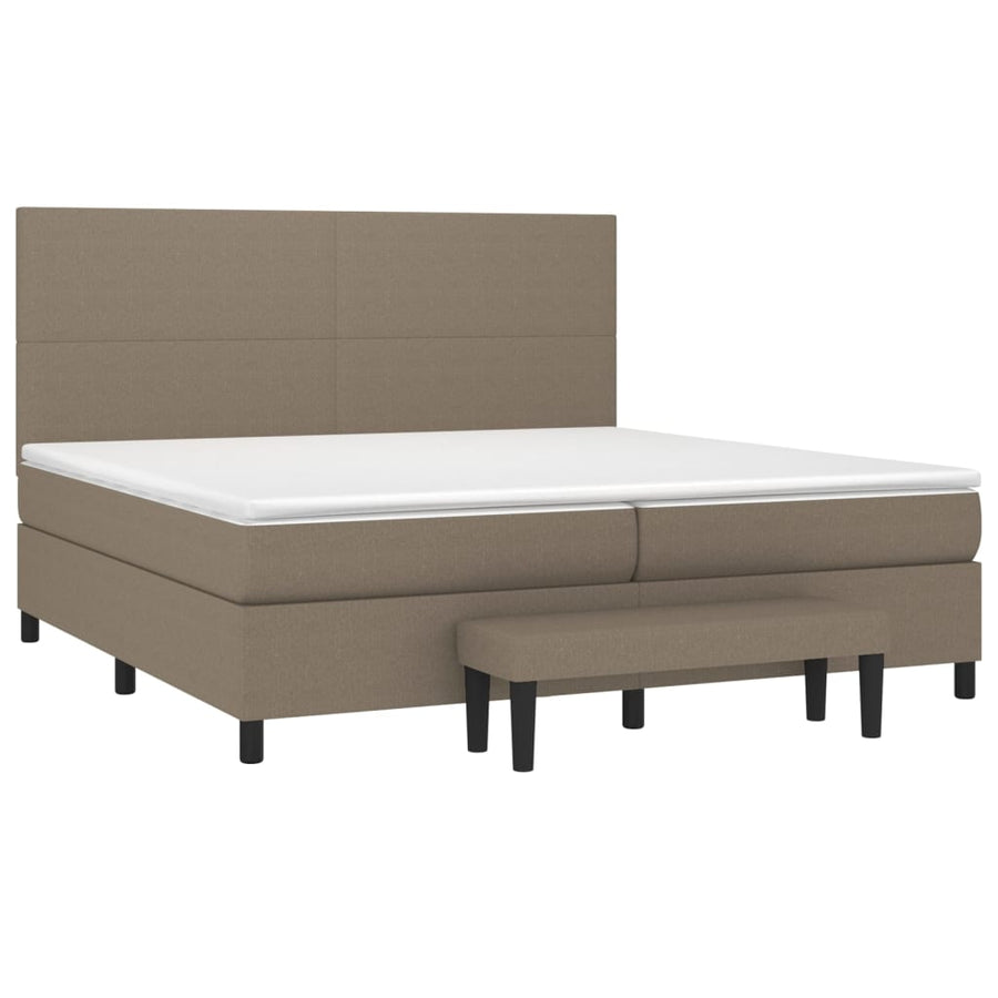 Boxspring Met Matras Stof Taupe 200X200 Cm Taupe 200 x 200 cm Effen ontwerp