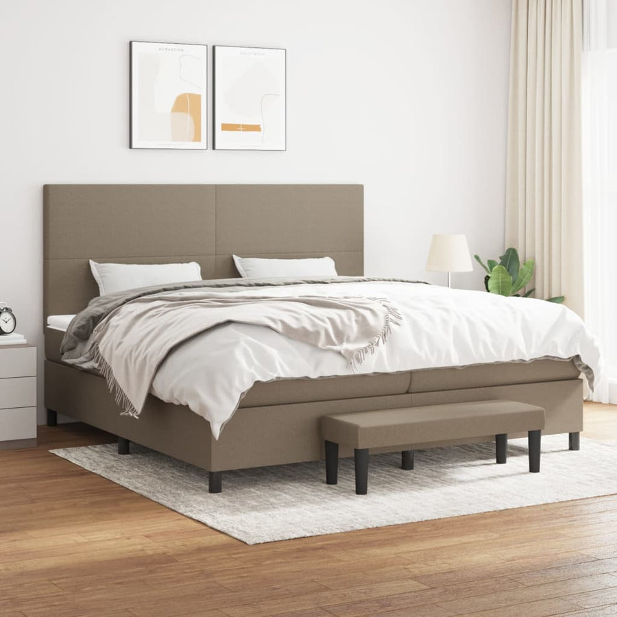 Boxspring Met Matras Stof Taupe 200X200 Cm Taupe 200 x 200 cm Effen ontwerp