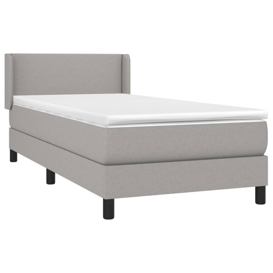 Boxspring Met Matras Stof Lichtgrijs 80 x 200 cm Effen ontwerp