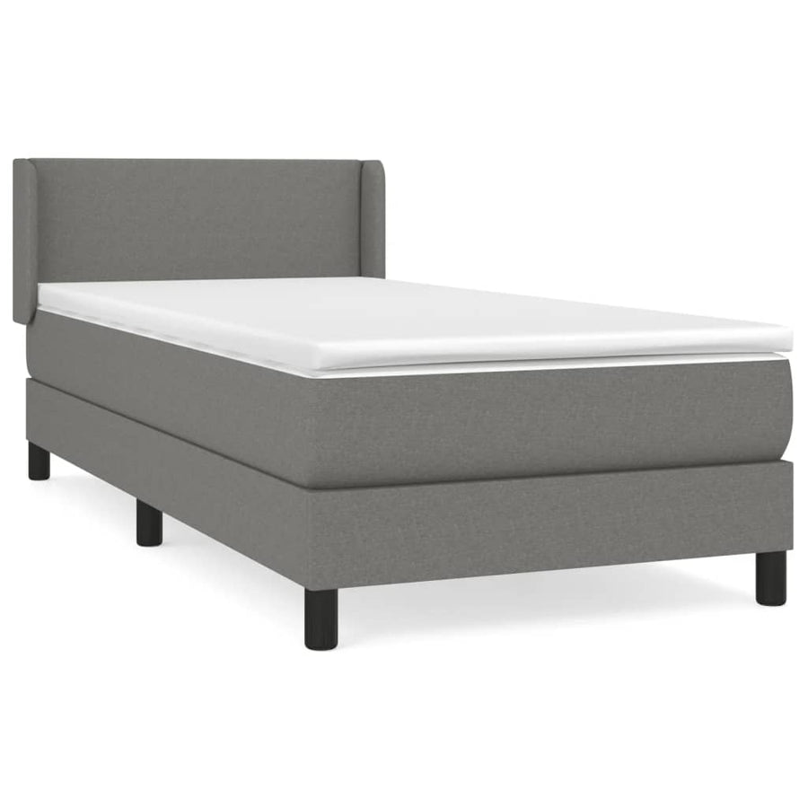 Boxspring Met Matras Stof Donkergrijs 80 x 200 cm Effen ontwerp