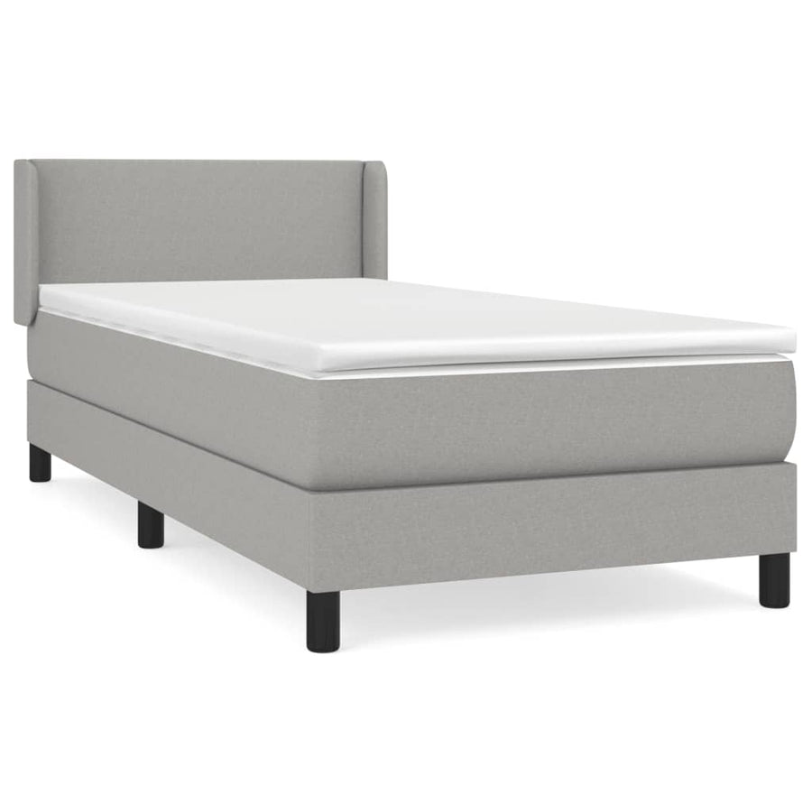 Boxspring Met Matras Stof Lichtgrijs 90 x 190 cm Effen ontwerp
