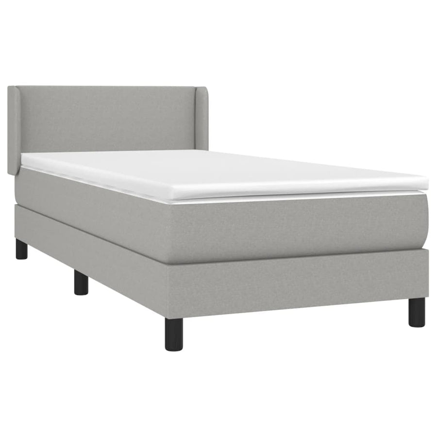 Boxspring Met Matras Stof Lichtgrijs 90 x 190 cm Effen ontwerp